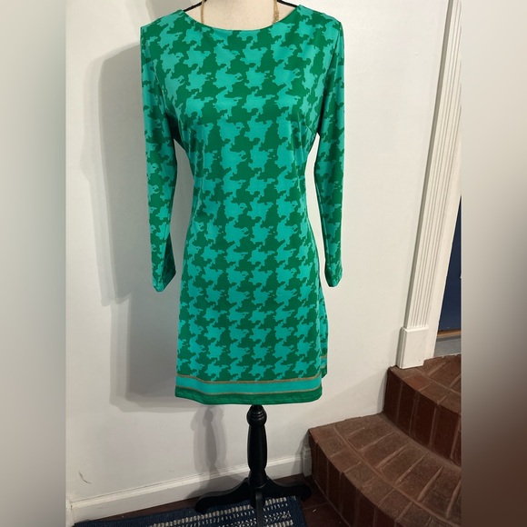 JB by Julie Brown Dresses & Skirts - Julie Brown NYC Green Houndstooth Knit Long Sleeve Shift Dress Size Large